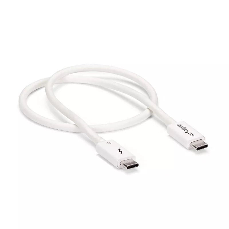 StarTech.com Thunderbolt 3 kabelis - 40Gbps - 0.5m - Balts - Savietojams ar Thunderbolt, USB un DisplayPort