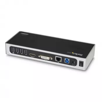StarTech.com USB 3.0 dokstacija - klēpjdatora dokstacija ar divu monitoru atbalstu, HDMI un DVI/VGA video - 6-portu USB 3.1 Gen 1 5 Gbps centrmezgls, GbE, audio - universāla A tipa dokstacija - Windows un Mac