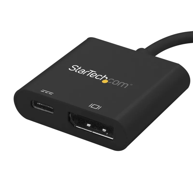 StarTech.com USB C–DisplayPort adapteris ar jaudas piegādi – 4K 60 Hz HBR2 – USB Type-C uz DP 1.2 monitora video pārveidotājs ar uzlādi – 60 W PD caurlaide – Thunderbolt 3 savietojams