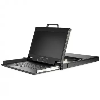 StarTech.com statīvā montējama KVM konsole HD 1080p — viena porta VGA KVM ar 17 collu LCD monitoru serveru statīvam — pilnībā aprīkota 1U LCD KVM izvelkamā plate ar kabeļiem un aparatūru — USB atbalsts — 50 000 stundas MTBF