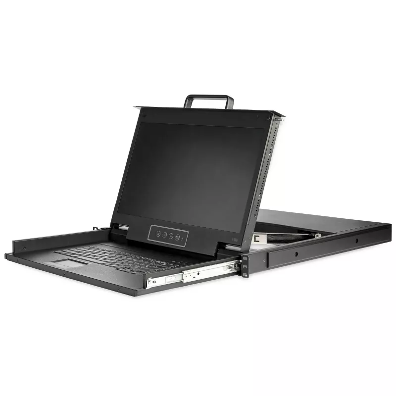 StarTech.com statīvā montējama KVM konsole HD 1080p — viena porta VGA KVM ar 17 collu LCD monitoru serveru statīvam — pilnībā aprīkota 1U LCD KVM izvelkamā plate ar kabeļiem un aparatūru — USB atbalsts — 50 000 stundas MTBF
