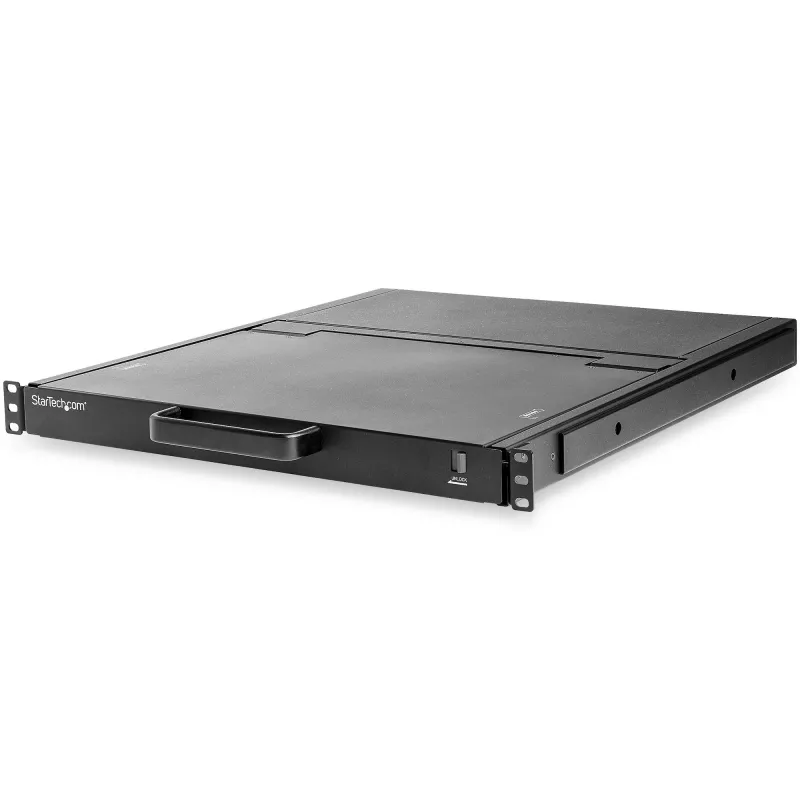 StarTech.com statīvā montējama KVM konsole HD 1080p — viena porta VGA KVM ar 17 collu LCD monitoru serveru statīvam — pilnībā aprīkota 1U LCD KVM izvelkamā plate ar kabeļiem un aparatūru — USB atbalsts — 50 000 stundas MTBF