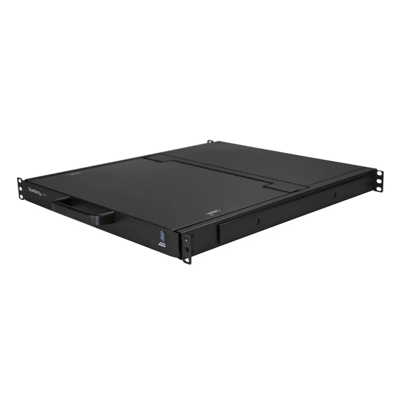 StarTech.com statīvā montējama KVM konsole HD 1080p — viena porta VGA KVM ar 17 collu LCD monitoru serveru statīvam — pilnībā aprīkota 1U LCD KVM izvelkamā plate ar kabeļiem un aparatūru — USB atbalsts — 50 000 stundas MTBF