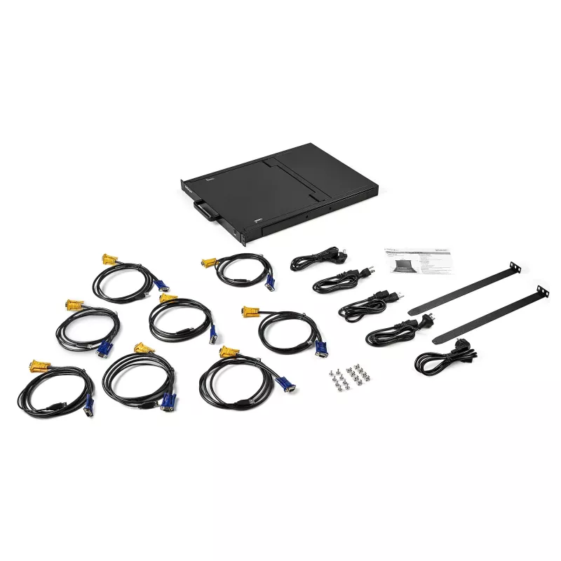 StarTech.com 8 portu montējama KVM konsole ar 1,8 m kabeļiem - integrēts KVM slēdzis ar 17 collu LCD monitoru - pilnībā aprīkota 1U LCD KVM atvilktne - OSD KVM - izturīga, 50 000 stundu MTBF - USB + VGA atbalsts