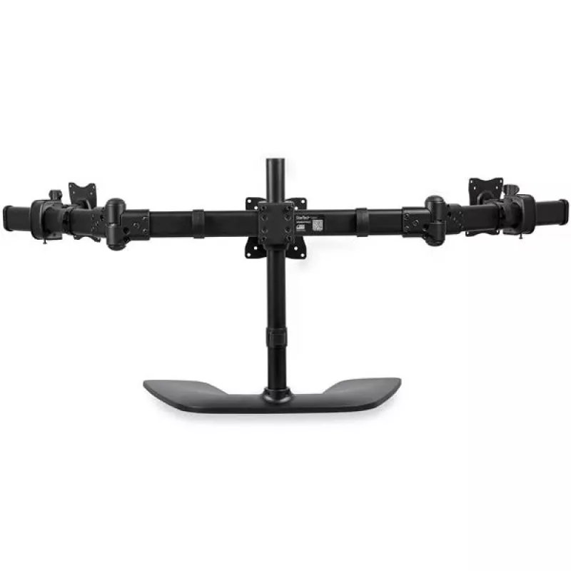 StarTech.com trīskāršo monitoru galda statīvs – regulējams, skavas stiprinājums, 24 kg, 33 cm (13 collas), 68,6 cm (27 collas), 100 x 100 mm, melns