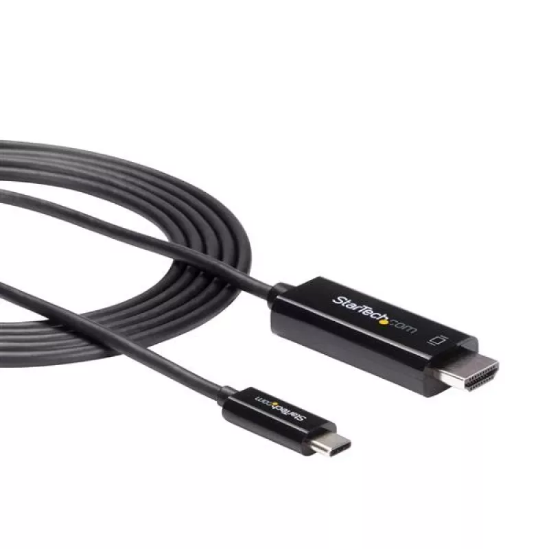 StarTech.com 6 pēdu (2 m) USB-C uz HDMI kabelis – 4K 60 Hz USB Type-C uz HDMI 2.0 video adaptera kabelis – Thunderbolt 3 saderīgs – klēpjdatora savienošanai ar HDMI monitoru/displeju – DP 1.2 Alt Mode HBR2 – melns