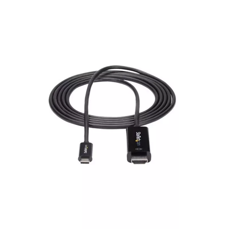 StarTech.com 6 pēdu (2 m) USB-C uz HDMI kabelis – 4K 60 Hz USB Type-C uz HDMI 2.0 video adaptera kabelis – Thunderbolt 3 saderīgs – klēpjdatora savienošanai ar HDMI monitoru/displeju – DP 1.2 Alt Mode HBR2 – melns