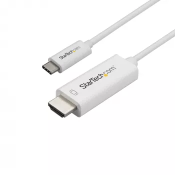 StarTech.com 0,9 m USB-C uz HDMI kabelis – 4K 60 Hz USB Type-C uz HDMI 2.0 video adaptera kabelis – Thunderbolt 3 savietojams – klēpjdators uz HDMI monitoru/displeju – DP 1.2 Alt Mode HBR2 – balts