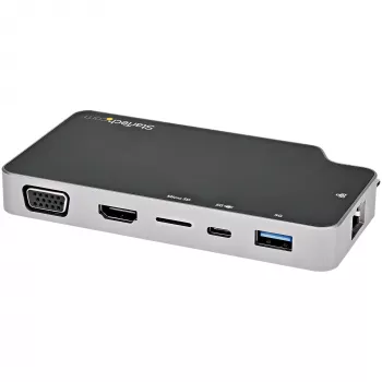 StarTech.com USB-C daudzportu adapteris – USB-C uz 4K HDMI vai VGA video ar 100 W Power Delivery caurlaidi, 2 portu 10 Gbps USB centrmezgls, microSD, GbE – USB 3.1 Gen 2 Type-C mini/ceļojumu dokstacija