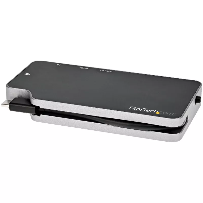 StarTech.com USB-C daudzportu adapteris – USB-C uz 4K HDMI vai VGA video ar 100 W Power Delivery caurlaidi, 2 portu 10 Gbps USB centrmezgls, microSD, GbE – USB 3.1 Gen 2 Type-C mini/ceļojumu dokstacija