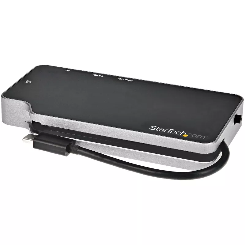 StarTech.com USB-C daudzportu adapteris – USB-C uz 4K HDMI vai VGA video ar 100 W Power Delivery caurlaidi, 2 portu 10 Gbps USB centrmezgls, microSD, GbE – USB 3.1 Gen 2 Type-C mini/ceļojumu dokstacija
