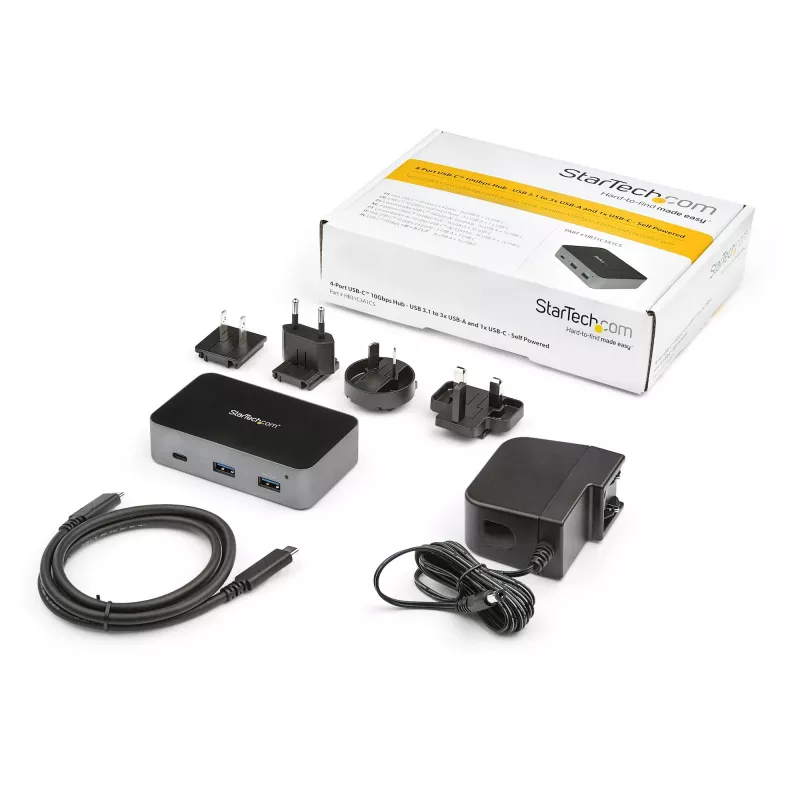 StarTech.com ~4-portu USB-C™ centrmezgls 10 Gbps - 3x USB-A un 1x USB-C - ar strāvas padevi