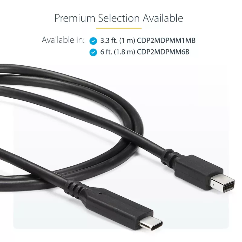 StarTech.com 1,8 m USB-C uz Mini DisplayPort kabelis - 4K 60Hz - Melns