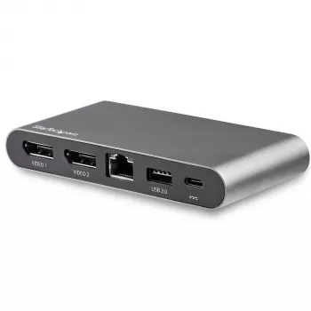 StarTech.com USB C dokstacija - 4K divu monitoru DisplayPort - mini klēpjdatora dokstacija - 100 W jaudas piegāde caurlaide - GbE, 2 portu USB-A centrmezgls - USB Type-C vairāku pieslēgvietu adapteris - 1 m kabelis