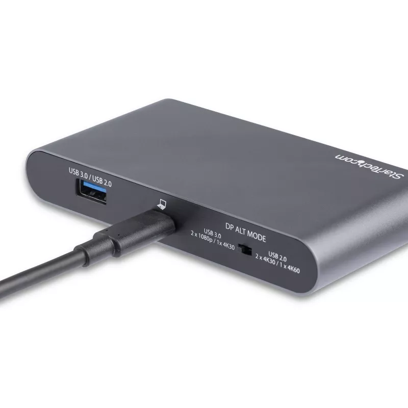 StarTech.com USB C dokstacija - 4K divu monitoru DisplayPort - mini klēpjdatora dokstacija - 100 W jaudas piegāde caurlaide - GbE, 2 portu USB-A centrmezgls - USB Type-C vairāku pieslēgvietu adapteris - 1 m kabelis