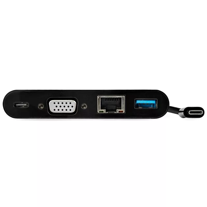 StarTech.com USB C daudzfunkciju adapteris - Mini USB-C dokstacija ar vienu VGA 1080p video monitoru - 60 W strāvas padeves caurlaide - USB 3.1 Gen 1 Type-A 5 Gbps, Gigabit Ethernet - Dokstacija