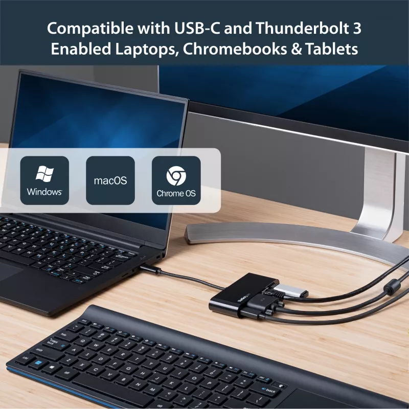 StarTech.com USB C daudzfunkciju adapteris - Mini USB-C dokstacija ar vienu VGA 1080p video monitoru - 60 W strāvas padeves caurlaide - USB 3.1 Gen 1 Type-A 5 Gbps, Gigabit Ethernet - Dokstacija