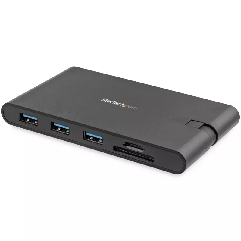 StarTech.com USB C daudzportu adapteris - USB Type-C mini dokstacija ar HDMI 4K vai VGA 1080p video - 100 W Power Delivery caurlaide, 3 portu USB 3.0 centrmezgls, GbE, SD un MicroSD - portatīvā klēpjdatora ceļojumu dokstacija