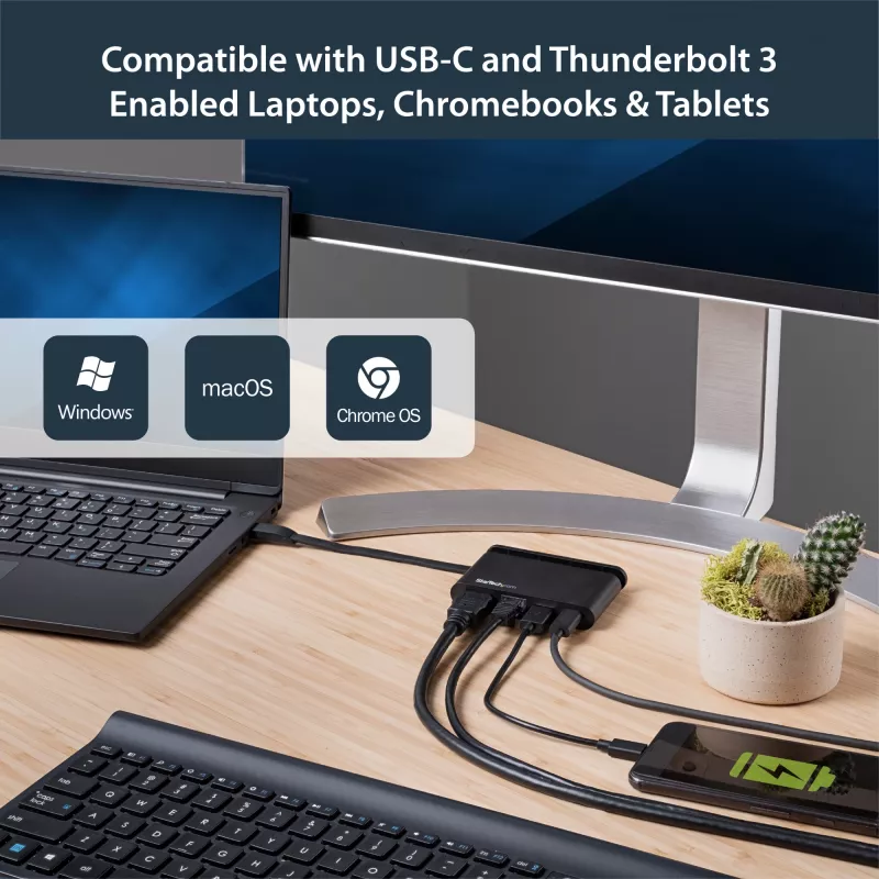 StarTech.com USB C daudzportu adapteris - pārnēsājama USB-C dokstacija ar 4K HDMI - 100 W PD 3.0 caurlaides funkcija, 1x USB-A, 1x USB-C, GbE - Thunderbolt 3 un USB Type-C klēpjdatora ceļojumu dokstacija - Mac un Windows