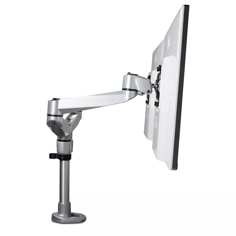 StarTech.com galda stiprinājuma divu monitoru svira – augstākās klases regulējama monitora svira – līdz 30” VESA stiprinājuma displejiem – augstuma regulēšanas monitora stiprinājums – pagriešana/noliekšana/sagrozīšana – spailes/cauruma stiprinājums – sudraba krāsā