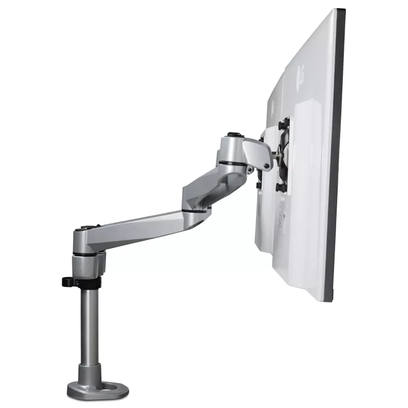 StarTech.com galda stiprinājuma divu monitoru svira – augstākās klases regulējama monitora svira – līdz 30” VESA stiprinājuma displejiem – augstuma regulēšanas monitora stiprinājums – pagriešana/noliekšana/sagrozīšana – spailes/cauruma stiprinājums – sudraba krāsā