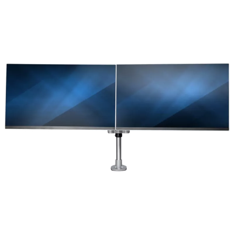 StarTech.com galda stiprinājuma divu monitoru svira – augstākās klases regulējama monitora svira – līdz 30” VESA stiprinājuma displejiem – augstuma regulēšanas monitora stiprinājums – pagriešana/noliekšana/sagrozīšana – spailes/cauruma stiprinājums – sudraba krāsā