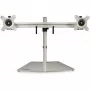 StarTech.com Dual Monitor Stand - Ergonomisks brīvi stāvošs dubulto monitoru galda statīvs diviem 24 collu VESA stiprinājuma displejiem - sinhronizējama augstuma regulēšana - dubulto monitoru staba stiprinājums - sudraba krāsā