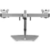 StarTech.com Dual Monitor Stand - Ergonomisks brīvi stāvošs dubulto monitoru galda statīvs diviem 24 collu VESA stiprinājuma displejiem - sinhronizējama augstuma regulēšana - dubulto monitoru staba stiprinājums - sudraba krāsā
