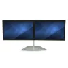StarTech.com Dual Monitor Stand - Ergonomisks brīvi stāvošs dubulto monitoru galda statīvs diviem 24 collu VESA stiprinājuma displejiem - sinhronizējama augstuma regulēšana - dubulto monitoru staba stiprinājums - sudraba krāsā