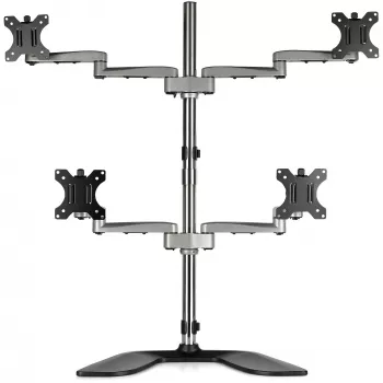 StarTech.com galda četru monitoru statīvs – ergonomisks VESA 4 monitoru rokturis (2x2) līdz 32 collām – brīvi stāvošs, universāls staba stiprinājums – regulējams augstums/sasvēršana/pagriešana/rotācija – sudrabains