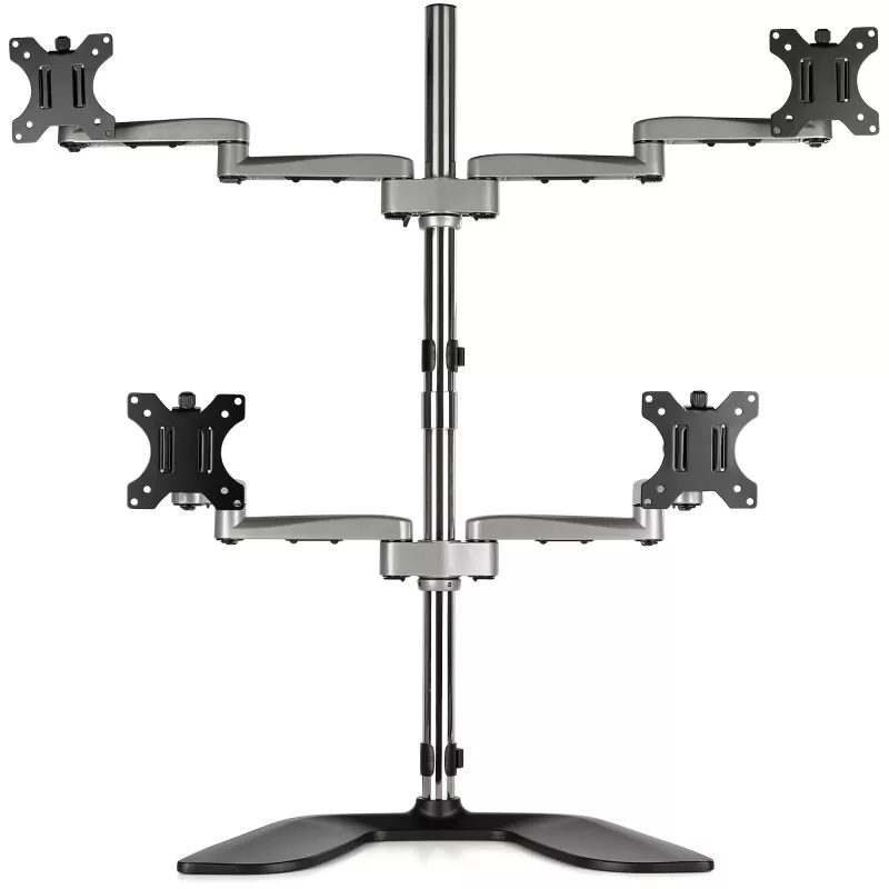 StarTech.com galda četru monitoru statīvs – ergonomisks VESA 4 monitoru rokturis (2x2) līdz 32 collām – brīvi stāvošs, universāls staba stiprinājums – regulējams augstums/sasvēršana/pagriešana/rotācija – sudrabains