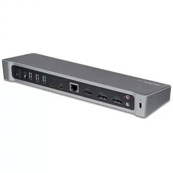 StarTech.com 4K USB-C dokstacija, trīskārša UHD 4K monitoru dokstacija, Mac un Windows, USB-C uz HDMI un DisplayPort, 100 W strāvas padeve, 5x USB 5 Gbps centrmezgls - TAA