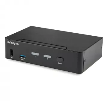 StarTech.com 2 portu DisplayPort KVM slēdzis - 4K 60Hz - viens displejs - dubultportu UHD DP 1.2 USB KVM slēdzis ar integrētu USB 3.0 centrmezglu un audio - Dell HP Apple Lenovo - TAA atbilstīgs