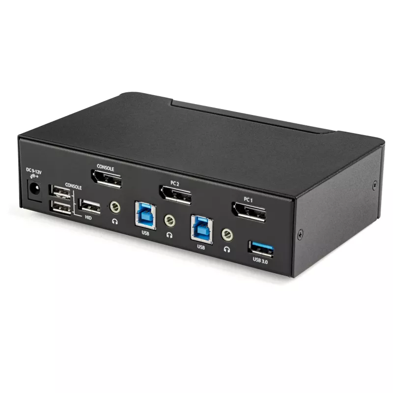 StarTech.com 2 portu DisplayPort KVM slēdzis - 4K 60Hz - viens displejs - dubultportu UHD DP 1.2 USB KVM slēdzis ar integrētu USB 3.0 centrmezglu un audio - Dell HP Apple Lenovo - TAA atbilstīgs