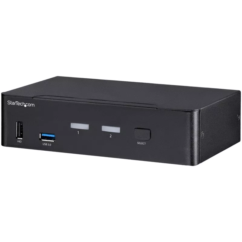 StarTech.com 2 portu DisplayPort KVM slēdzis - 4K 60Hz - viens displejs - dubultportu UHD DP 1.2 USB KVM slēdzis ar integrētu USB 3.0 centrmezglu un audio - Dell HP Apple Lenovo - TAA atbilstīgs