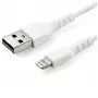 StarTech.com 2 m izturīgs balts USB-A uz Lightning kabelis - lieljaudas izturīgs aramīda šķiedras USB Type A uz Lightning lādēšanas/sinhronizācijas barošanas vads - Apple MFi sertificēts iPad/iPhone 12
