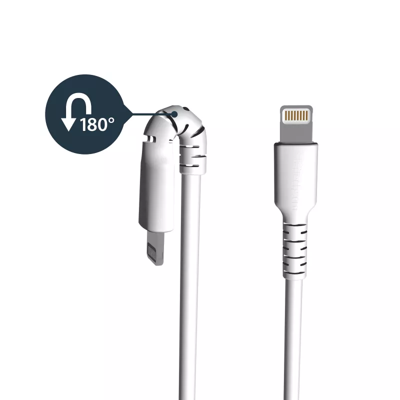 StarTech.com 2 m izturīgs balts USB-A uz Lightning kabelis - lieljaudas izturīgs aramīda šķiedras USB Type A uz Lightning lādēšanas/sinhronizācijas barošanas vads - Apple MFi sertificēts iPad/iPhone 12