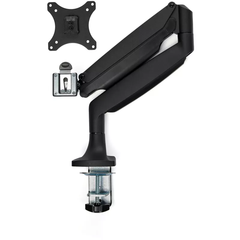 StarTech.com galda stiprinājuma monitora plecs - lieljaudas ergonomisks VESA monitora plecs - viens 9 kg displejs - pilna kustība, augstumā regulējams, šarnīrveida - alumīnijs - C-skava/caurums - melns