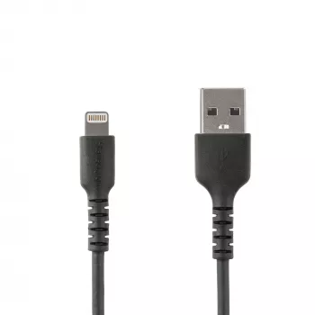 StarTech.com 6 pēdu (2 m) izturīgs melns USB-A–Lightning kabelis – pastiprinātas izturības aramīda šķiedras USB Type A–Lightning lādēšanas/sinhronizācijas strāvas vads – Apple MFi sertificēts iPad/iPhone 12