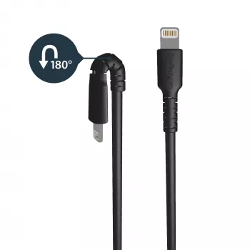 StarTech.com 6 pēdu (2 m) izturīgs melns USB-A–Lightning kabelis – pastiprinātas izturības aramīda šķiedras USB Type A–Lightning lādēšanas/sinhronizācijas strāvas vads – Apple MFi sertificēts iPad/iPhone 12