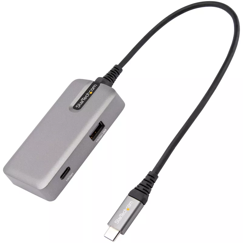 StarTech.com USB-C daudzportu adapteris - USB-C uz 4K 60Hz HDMI 2.0, 100W strāvas padeves caurlaide - 3 portu 10Gbps USB centrmezgls - pārnēsājama USB Type-C mini dokstacija - 10 inch (25cm) kabelis