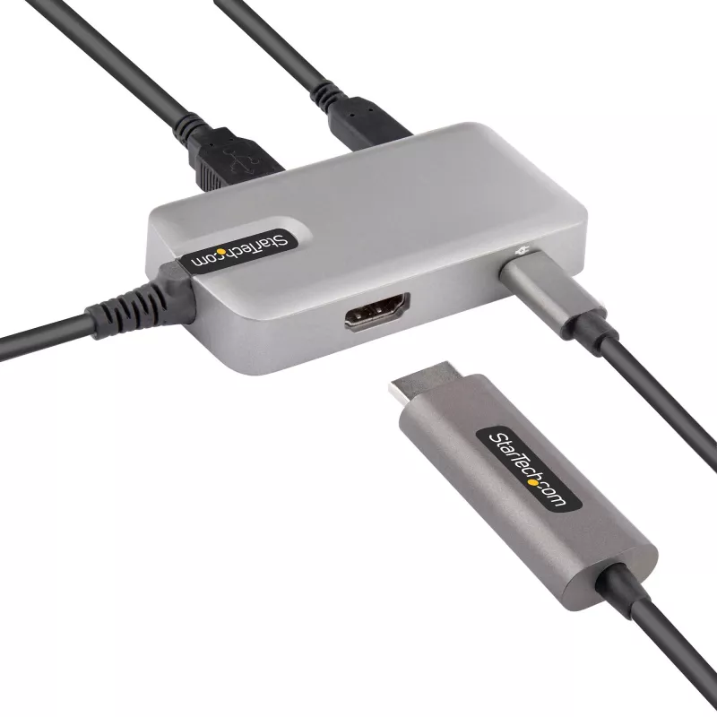 StarTech.com USB-C daudzportu adapteris - USB-C uz 4K 60Hz HDMI 2.0, 100W strāvas padeves caurlaide - 3 portu 10Gbps USB centrmezgls - pārnēsājama USB Type-C mini dokstacija - 10 inch (25cm) kabelis