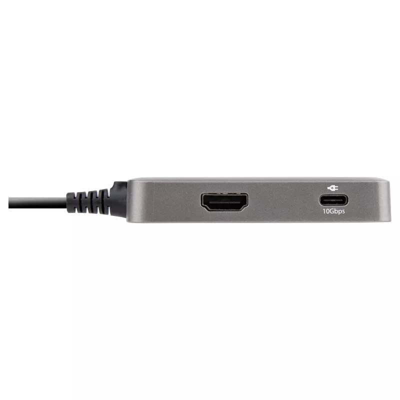 StarTech.com USB-C daudzportu adapteris - USB-C uz 4K 60Hz HDMI 2.0, 100W strāvas padeves caurlaide - 3 portu 10Gbps USB centrmezgls - pārnēsājama USB Type-C mini dokstacija - 10 inch (25cm) kabelis