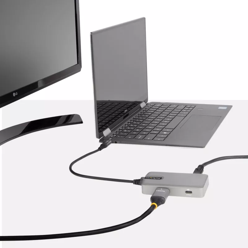 StarTech.com USB-C daudzportu adapteris - USB-C uz 4K 60Hz HDMI 2.0, 100W strāvas padeves caurlaide - 3 portu 10Gbps USB centrmezgls - pārnēsājama USB Type-C mini dokstacija - 10 inch (25cm) kabelis