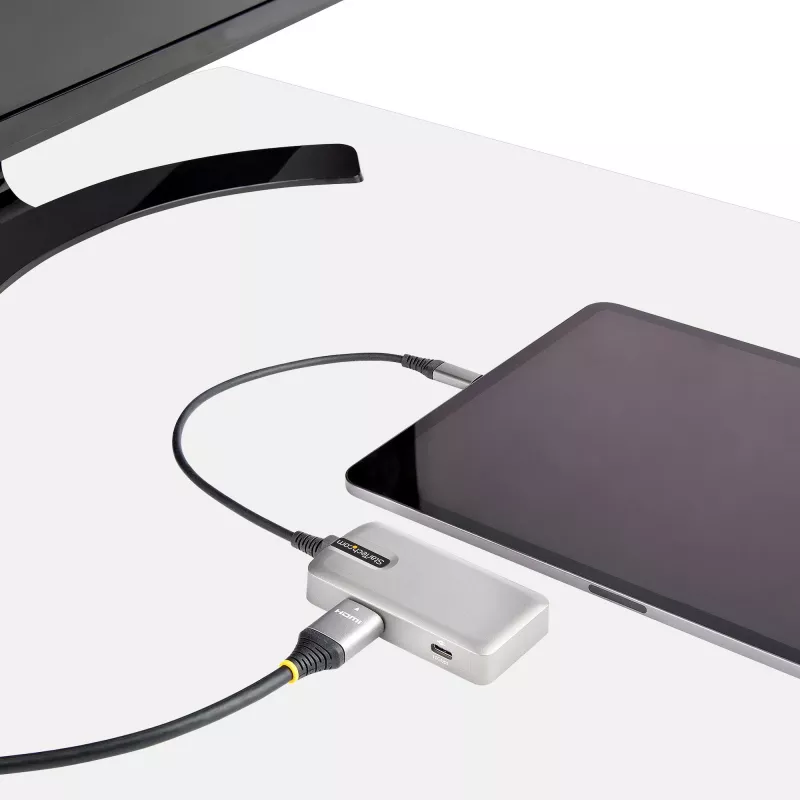 StarTech.com USB-C daudzportu adapteris - USB-C uz 4K 60Hz HDMI 2.0, 100W strāvas padeves caurlaide - 3 portu 10Gbps USB centrmezgls - pārnēsājama USB Type-C mini dokstacija - 10 inch (25cm) kabelis