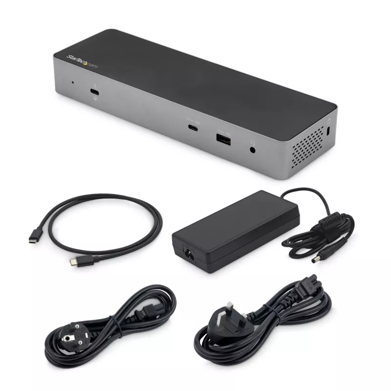 StarTech.com USB C dokstacija Macbook Pro/Air-M1/M2/M3/M4, Thunderbolt saderīga, HDMI/DisplayPort, dubultā 4K 60Hz/viena 8K, USB Type-C klēpjdatora dokstacija, 96W strāvas padeve, USB 10Gbps
