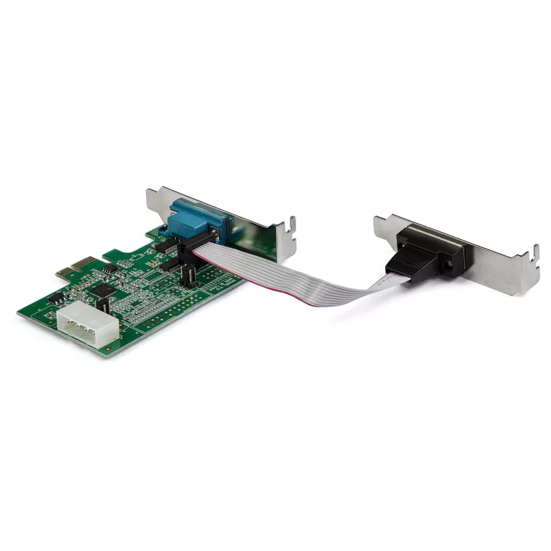 StarTech.com 2-portu PCI Express RS232 seriālais adaptera karte - PCIe RS232 seriālais resursdatora kontroliera karte - PCIe uz seriālo DB9 - 16950 UART - zema profila paplašināšanas karte - Windows un Linux