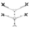 StarTech.com Desk Mount Quad Monitor Arm – Premium Articulating VESA 4 Monitor Mount 2x2 līdz 30 collas – Ergonomic Height Adjustable Pole Mount - Tilt/Swivel/Rotate - C-Clamp/Grommet - Sudraba krāsā
