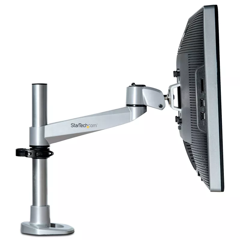 StarTech.com galda montāžas monitora svira - VESA vai Apple iMac/Thunderbolt vai ultraplaša displeja līdz 14kg - locītavas augstuma regulējams viens galddatora monitora staba stiprinājums - skava/caurums