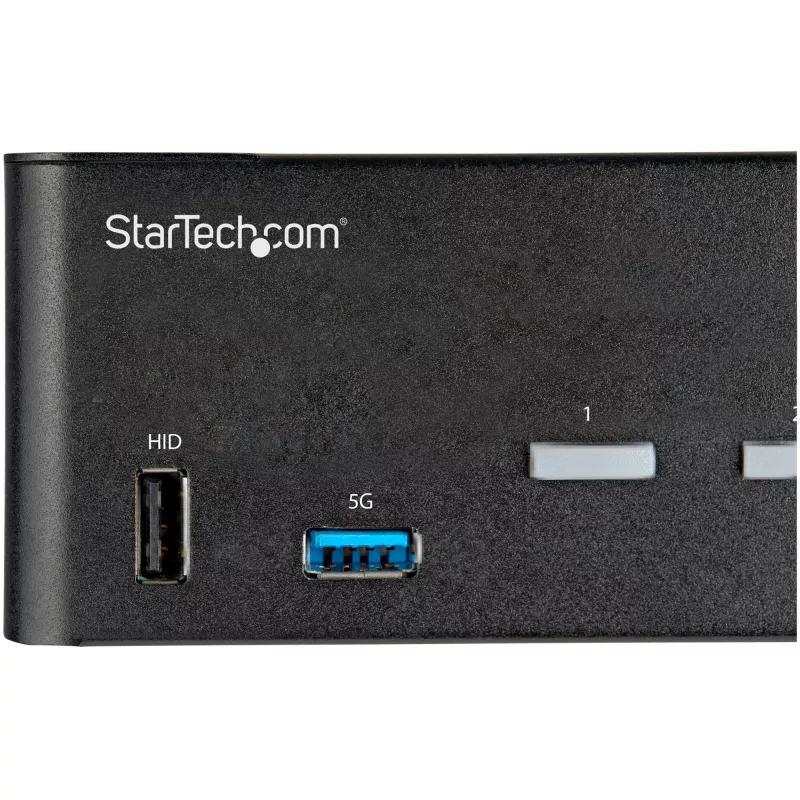 StarTech.com 2 Portu Divu Monitoru HDMI KVM Slēdzis - 4K 60Hz Ultra HD HDR - Galda 4K HDMI 2.0 KVM Slēdzis ar 2 Portu USB 3.0 Centrmezglu (5Gbps) un 4x USB 2.0 HID, Audio - Karsto Taustiņu Pārslēgšana - TAA